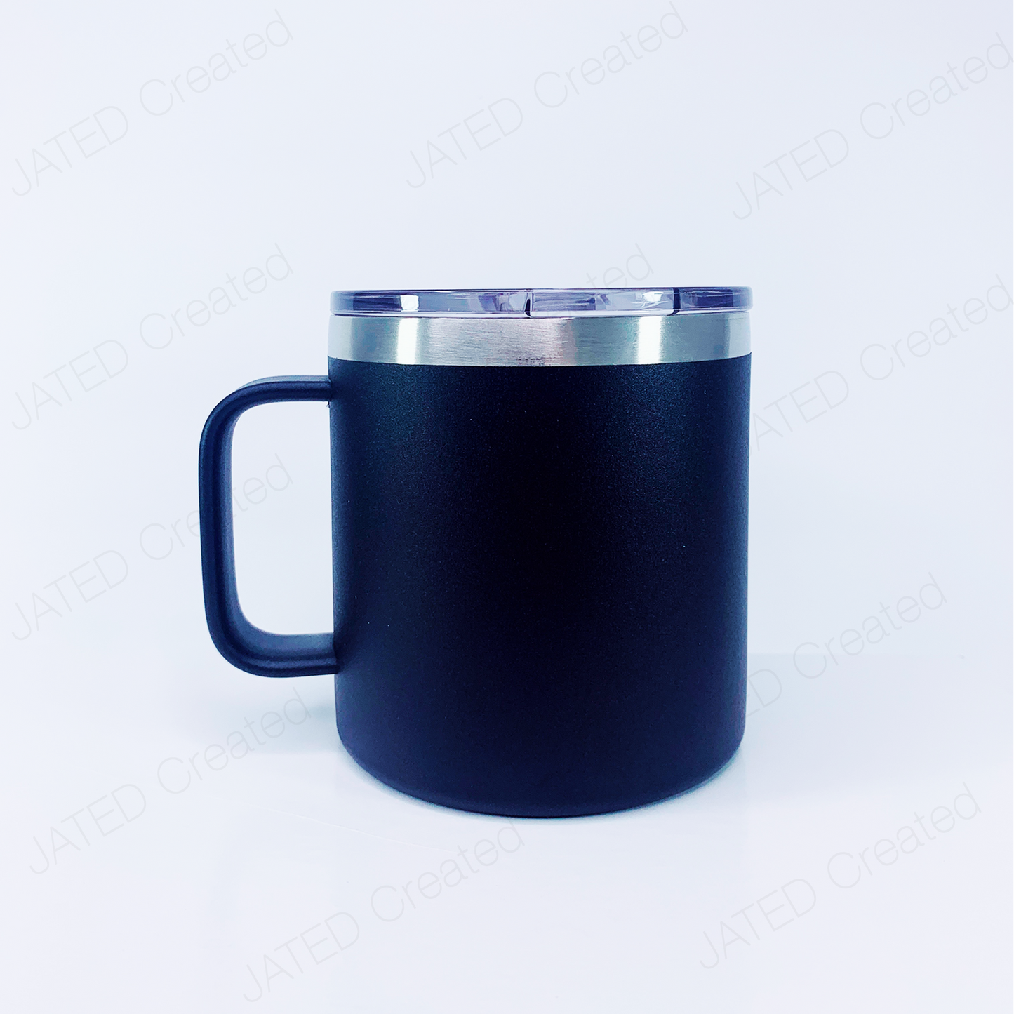 14 oz Powder Coated Coffee Tumbler in Black Engraved 14oz JATED Coffee Tumblers Personalized Customized Stainless steel Insulated Laser engraved Double-walled Eco-friendly