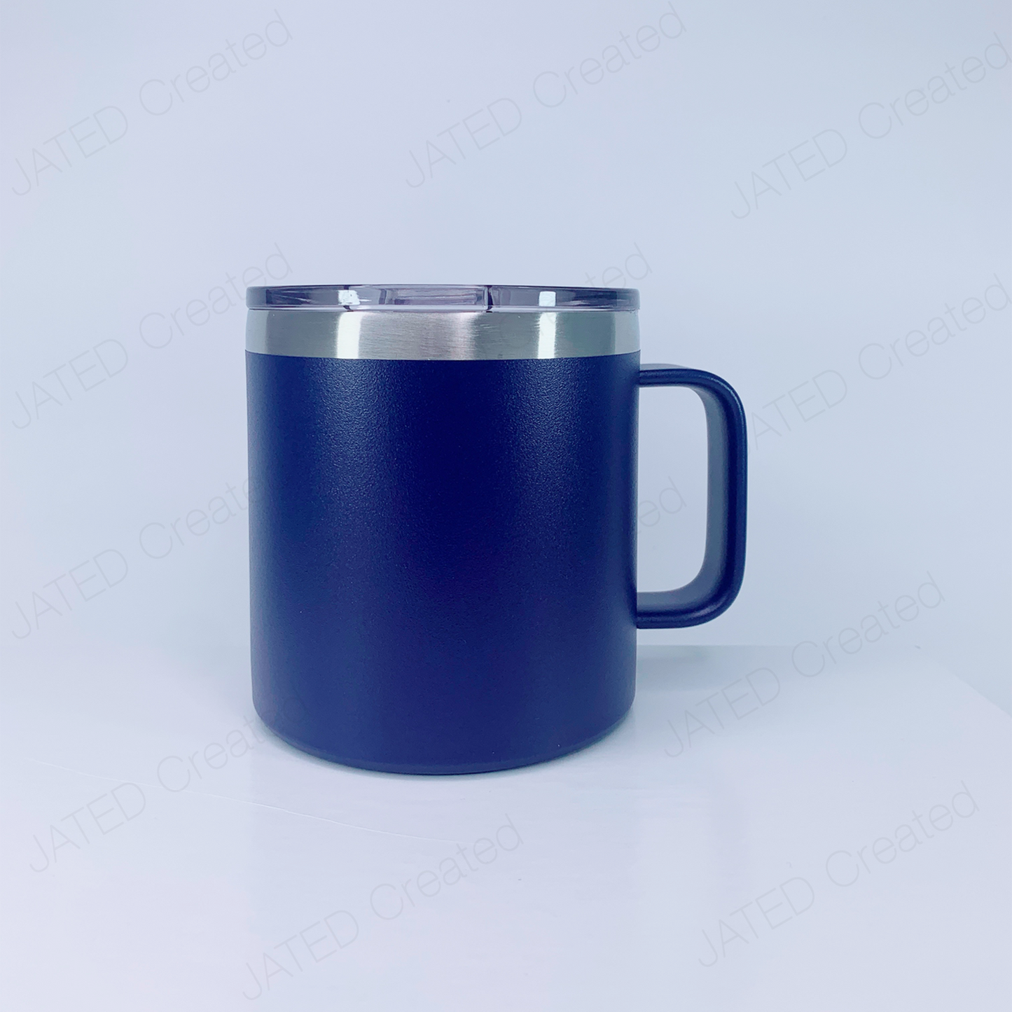 14 oz Powder Coated Coffee Tumbler in Blue Engraved 14oz JATED Coffee Tumblers Personalized Customized Stainless steel Insulated Laser engraved Double-walled Eco-friendly