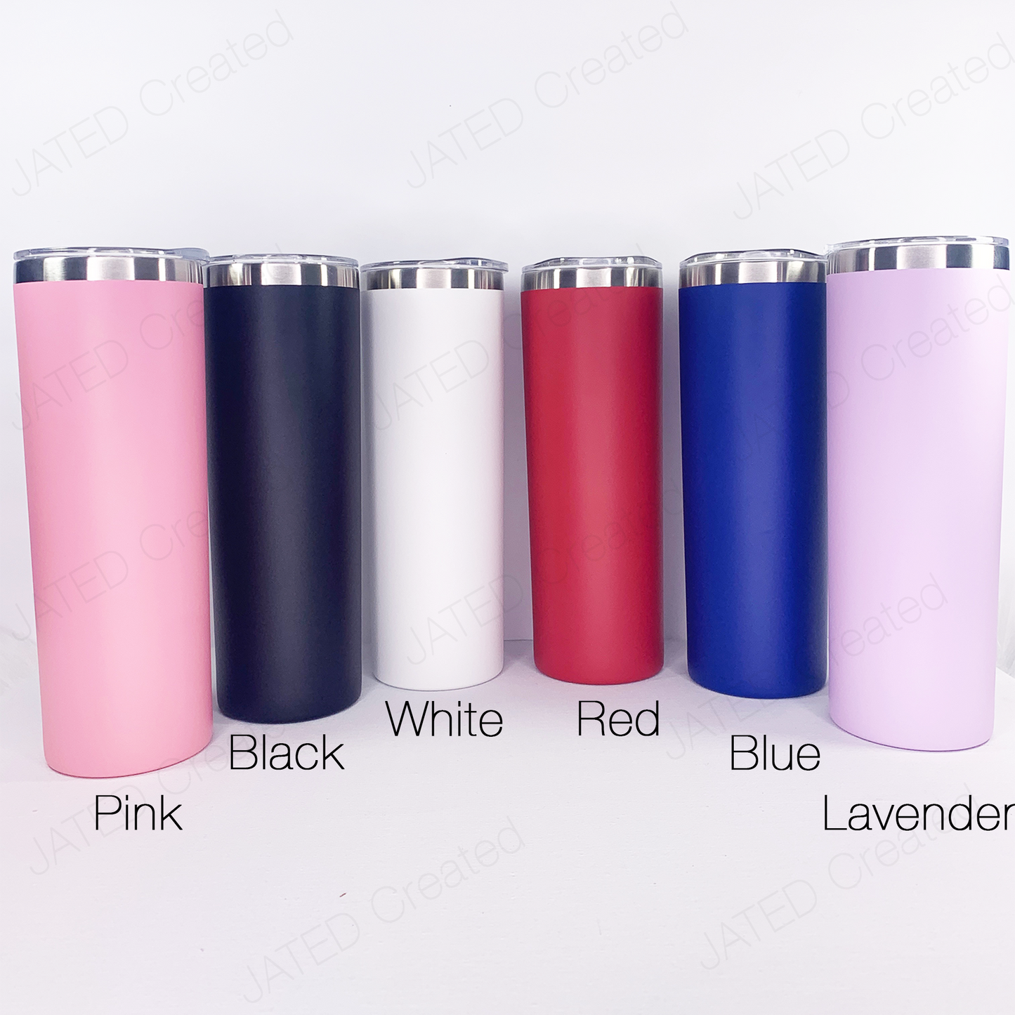 pink, black, white, red, blue, and lavender 20 oz tumbler for engraving