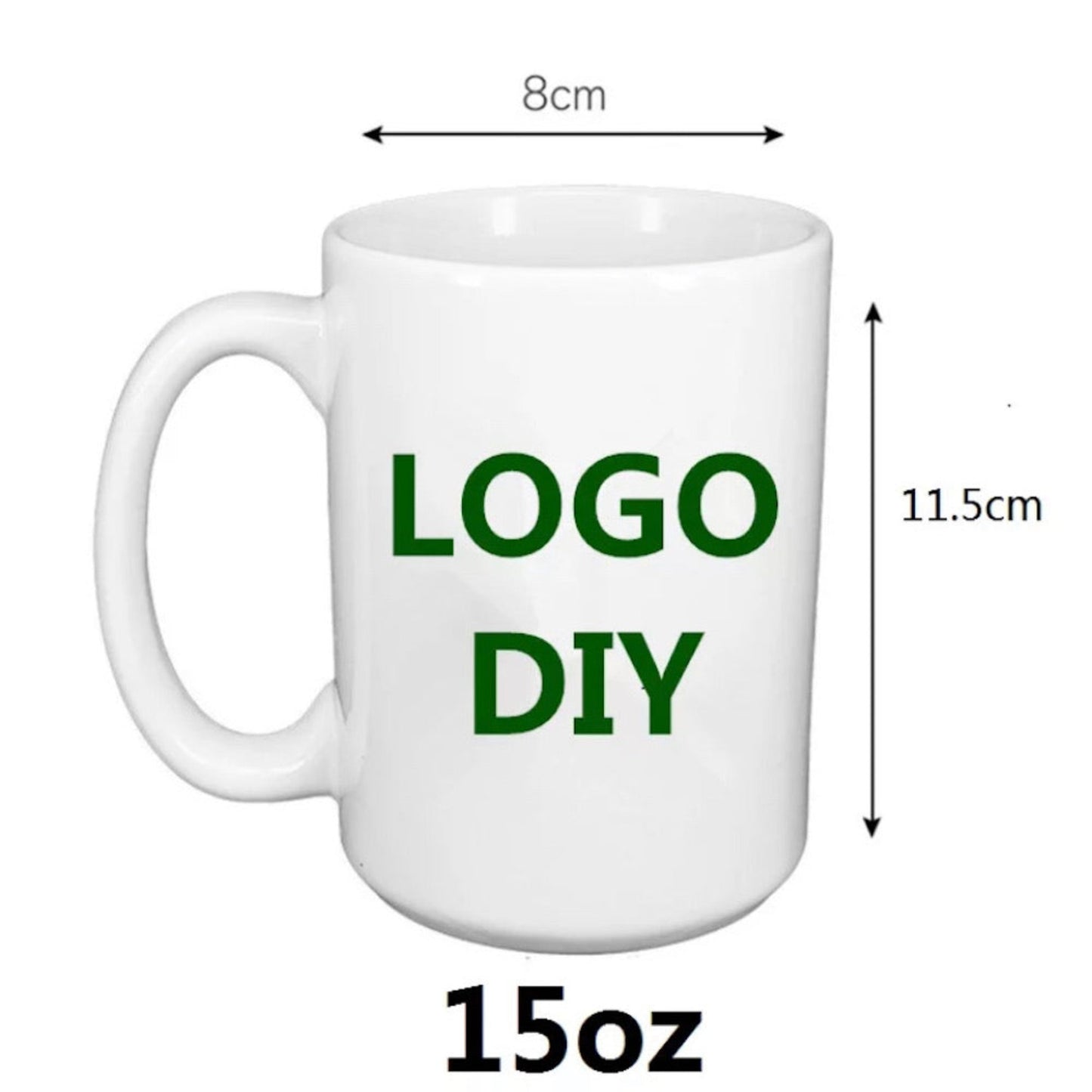 15 oz Ceramic Mug Personalized customizable White Microwave safe Dishwasher safe hot drinks cold drinks