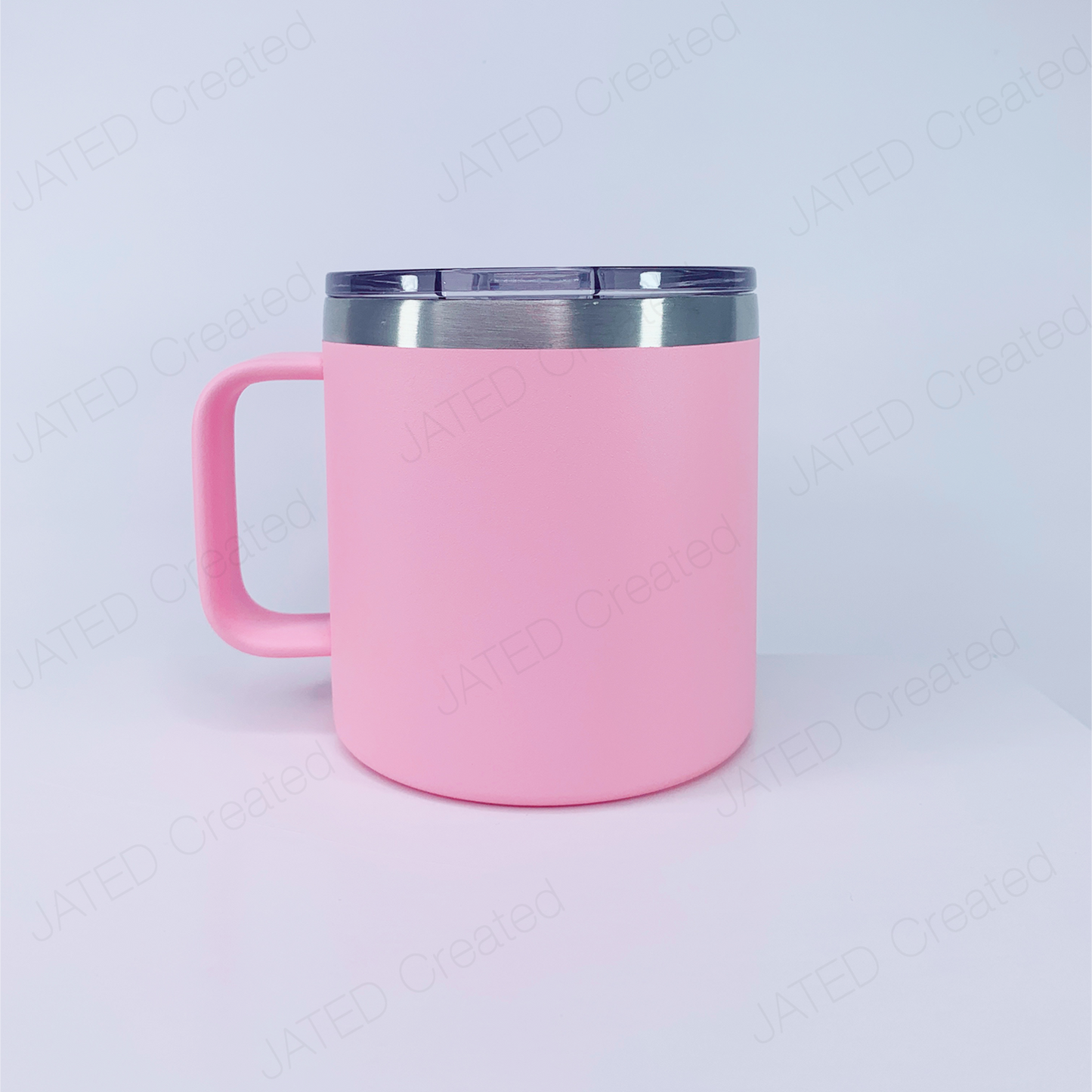 14 oz Powder Coated Coffee Tumbler in Pink Engraved 14oz JATED Coffee Tumblers Personalized Customized Stainless steel Insulated Laser engraved Double-walled Eco-friendly