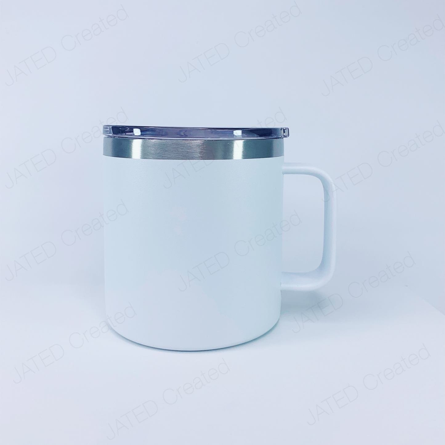 14 oz Powder Coated Coffee Tumbler in White Engraved 14oz JATED Coffee Tumblers Personalized Customized Stainless steel Insulated Laser engraved Double-walled Eco-friendly
