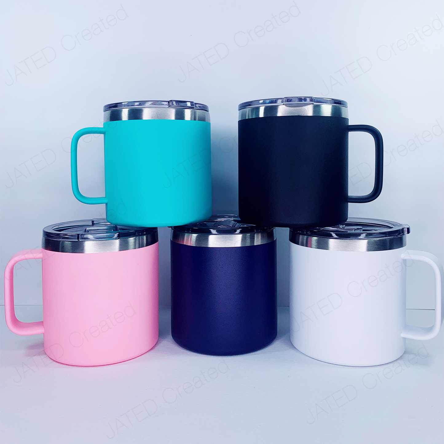 14 oz Powder Coated Coffee Tumbler in Multiple Colours Engraved 14oz JATED Coffee Tumblers Personalized Customized Stainless steel Insulated Laser engraved Double-walled Eco-friendly