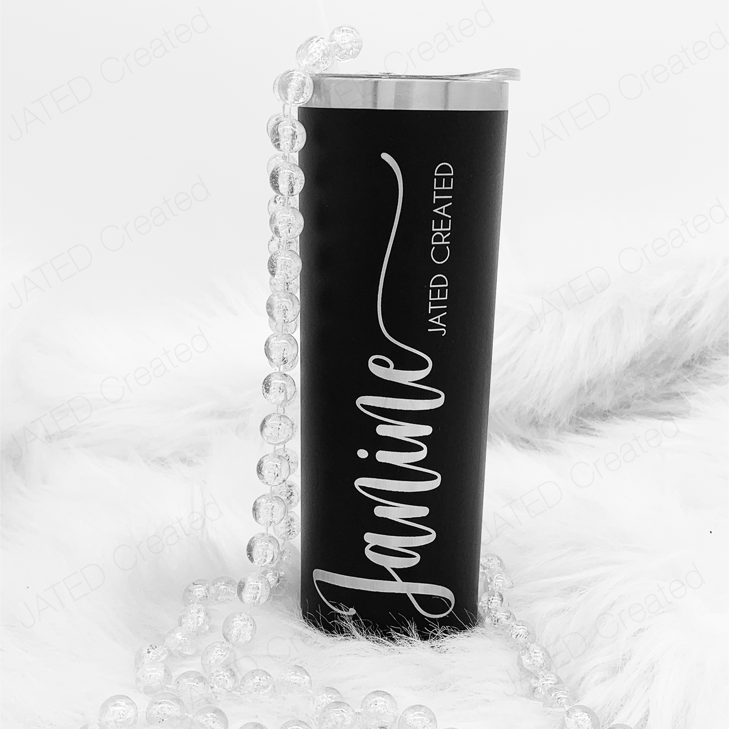 Black powder coated engraved 20oz tumbler