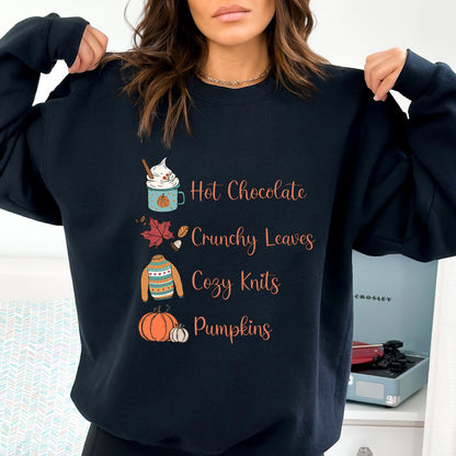 Hot Choco Crunchy Leaves Crewneck Sweater