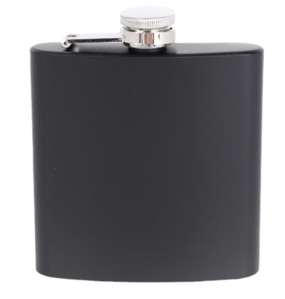 6 oz Stainless Steel Black Flask