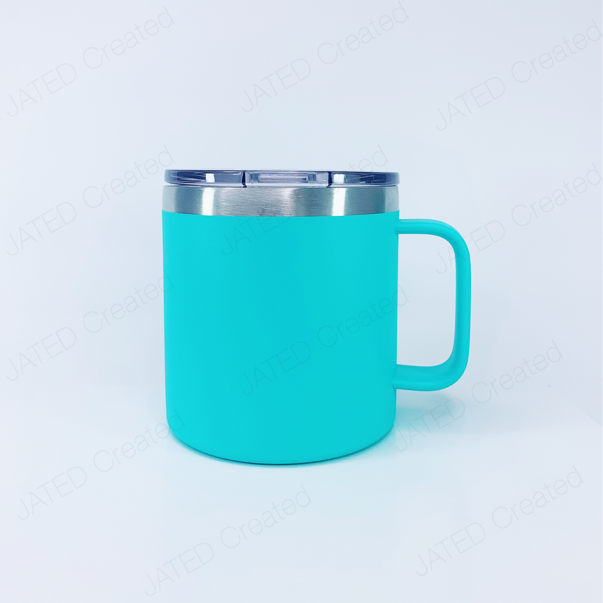 14 oz Powder Coated Coffee Tumbler in Teal Engraved 14oz JATED Coffee Tumblers Personalized Customized Stainless steel Insulated Laser engraved Double-walled Eco-friendly